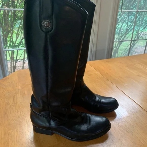 Frye Melissa Button Black Hard Wearing Leather Boots Equestrian